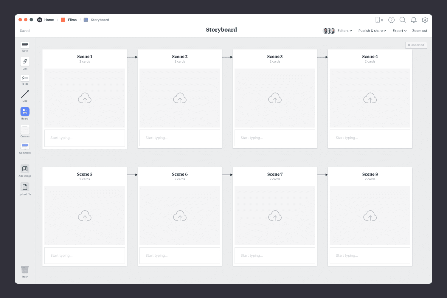 Empty film storyboard template