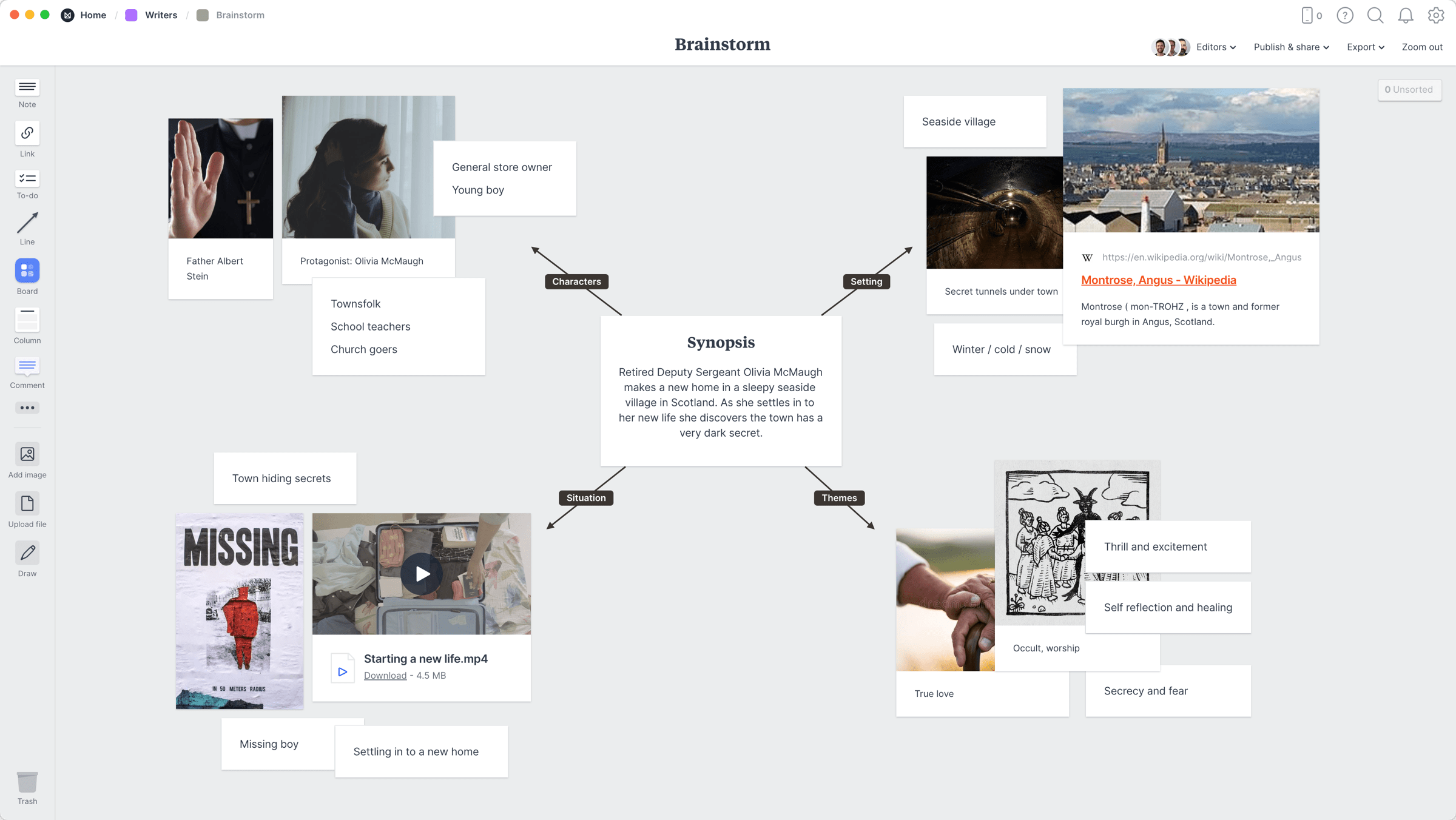 story ideas brainstorm example
