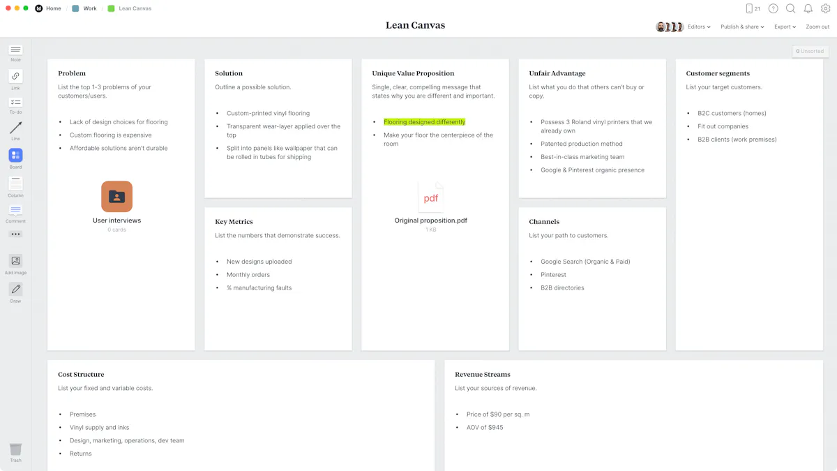 Lean Writing Examples Free Lean Canvas Template & Example - Milanote