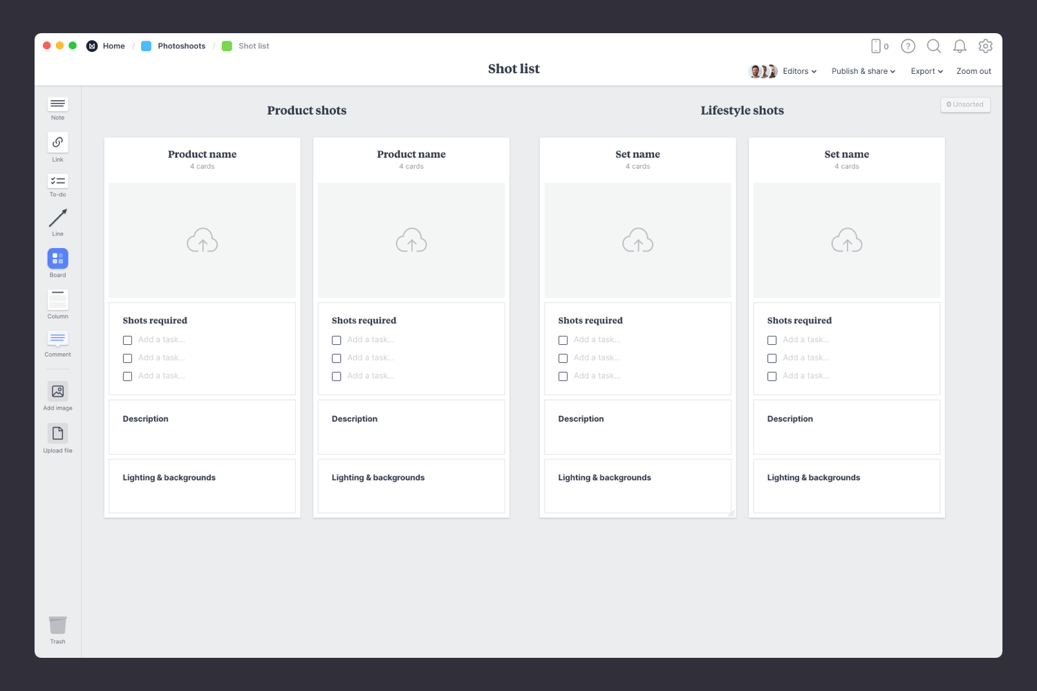 Shot List Template Step1