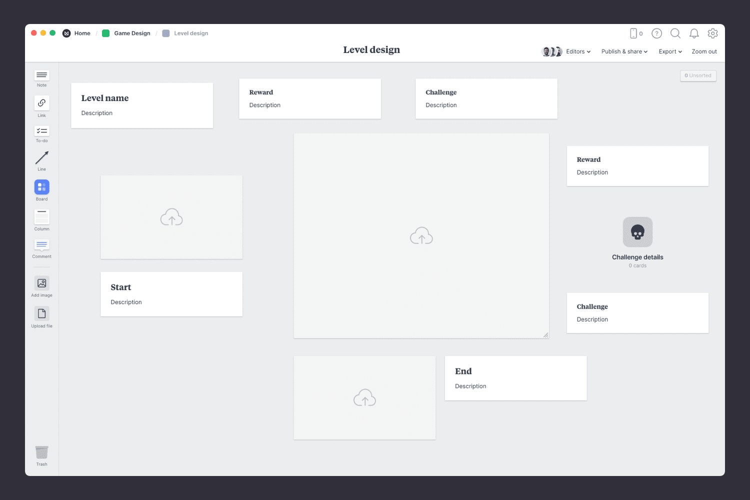 Game level design empty template