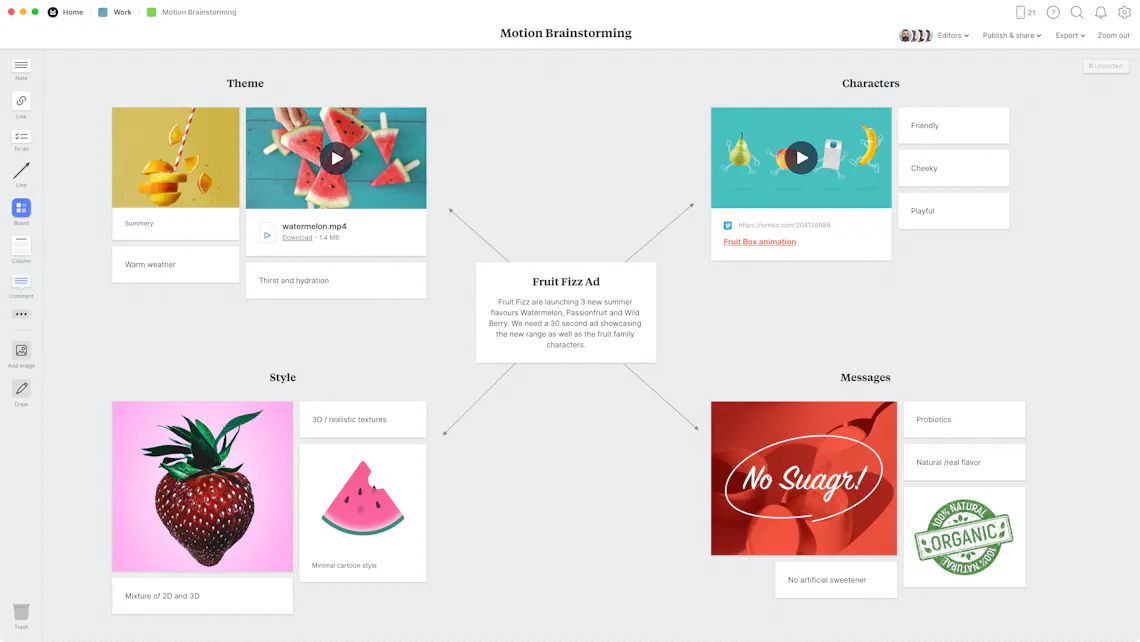 Motion Design Brainstorming – Free Template & Example – Milanote