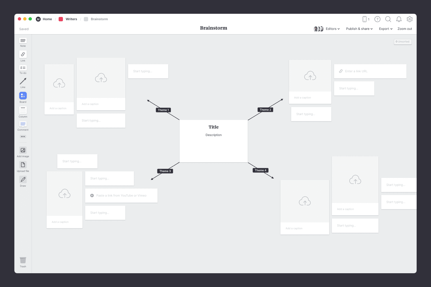 Empty template for brainstorming novel ideas