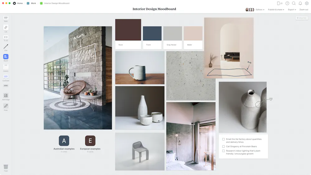 Visual Workspace For Interior Designers - Milanote