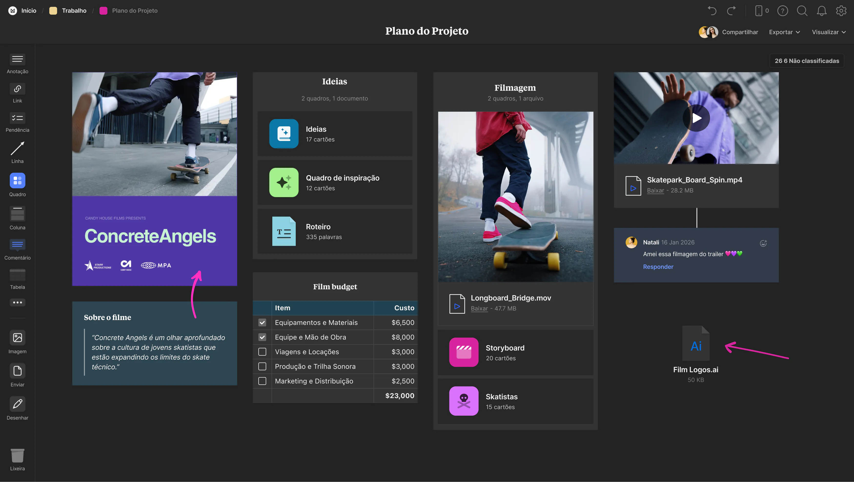 Screenshot of Milanote