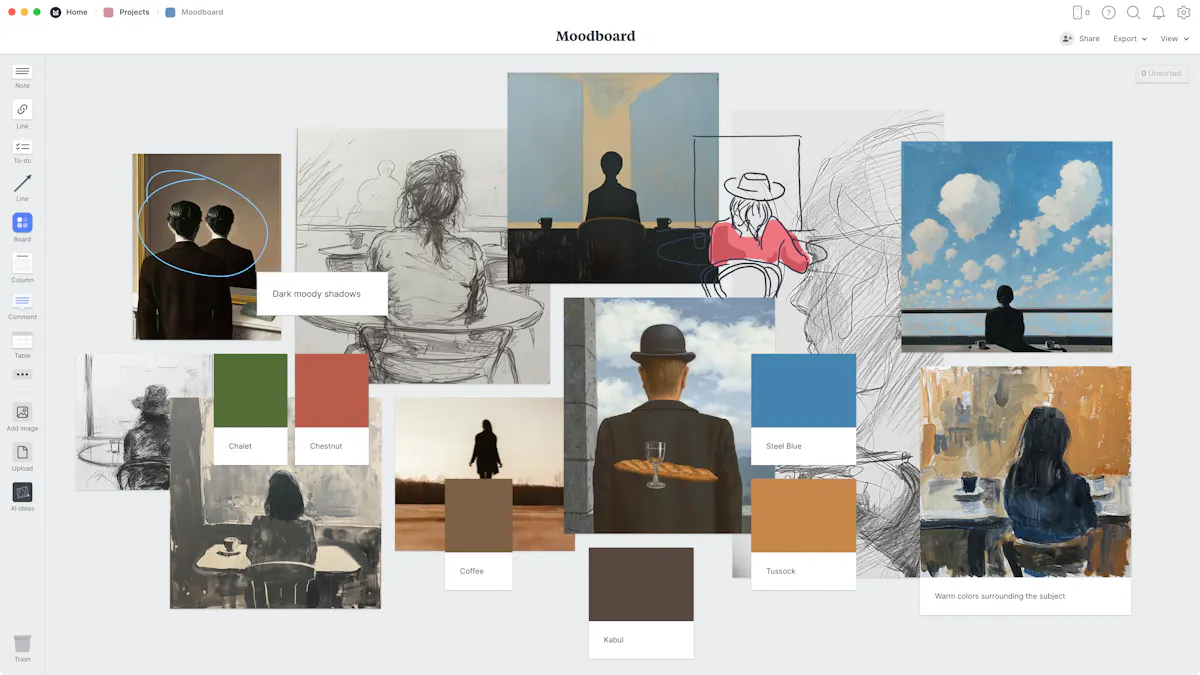 5 visual art templates for planning an art project - Milanote