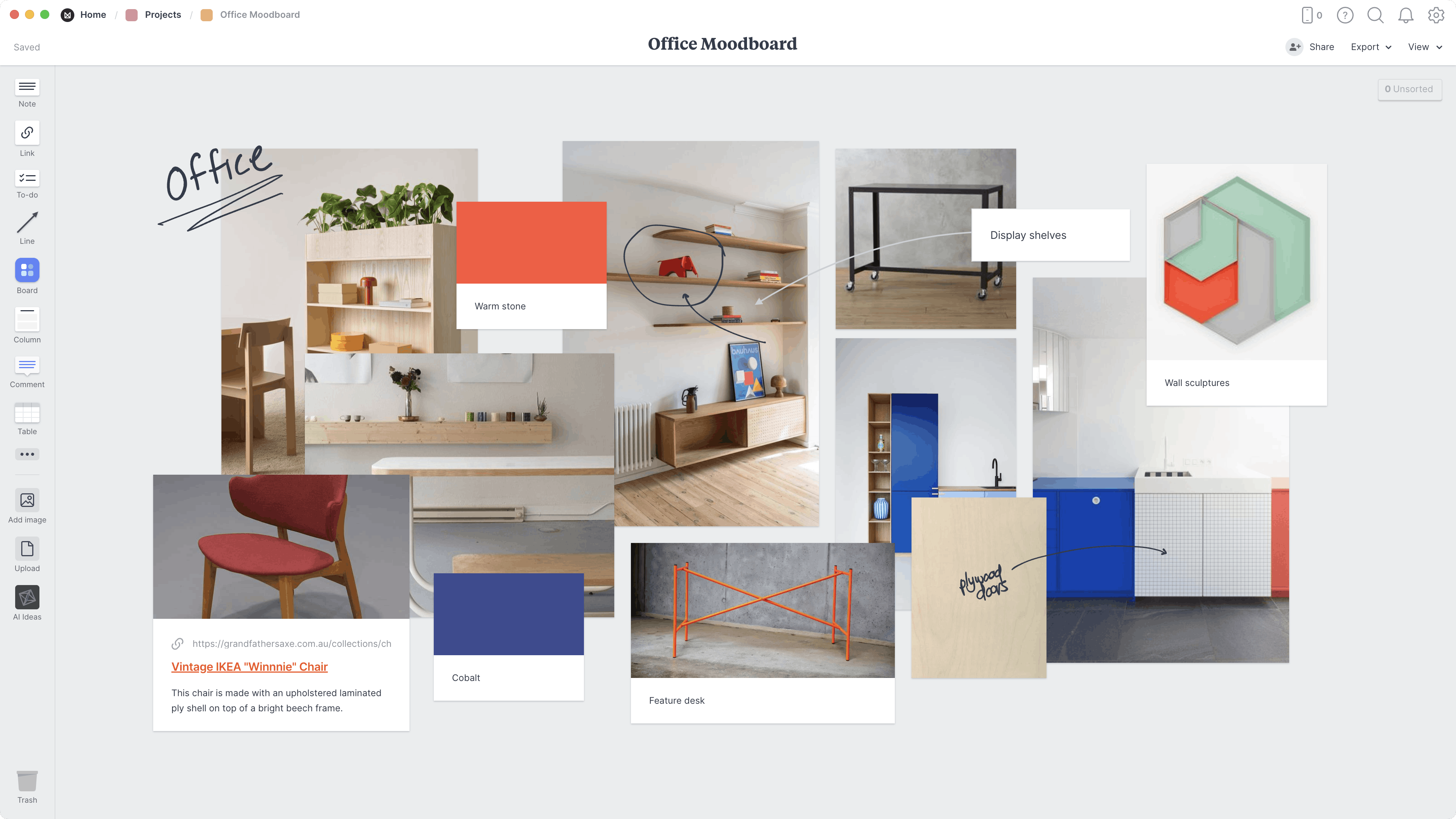 Renovation Moodboard Template, within the Milanote app