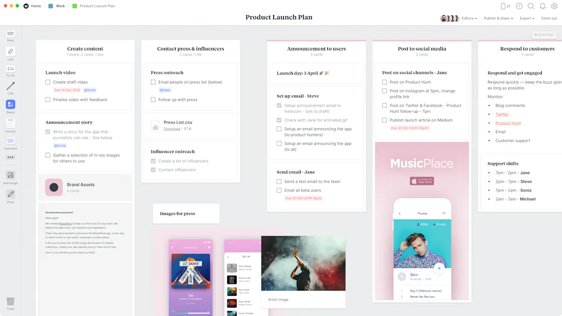 Product Launch Plan – Free Template & Example – Milanote