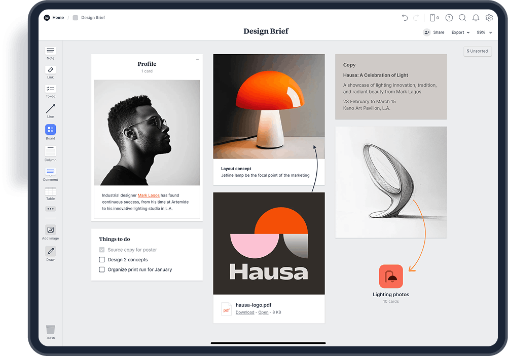 Screenshot of Milanote
