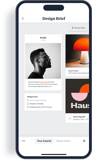 Screenshot of Milanote