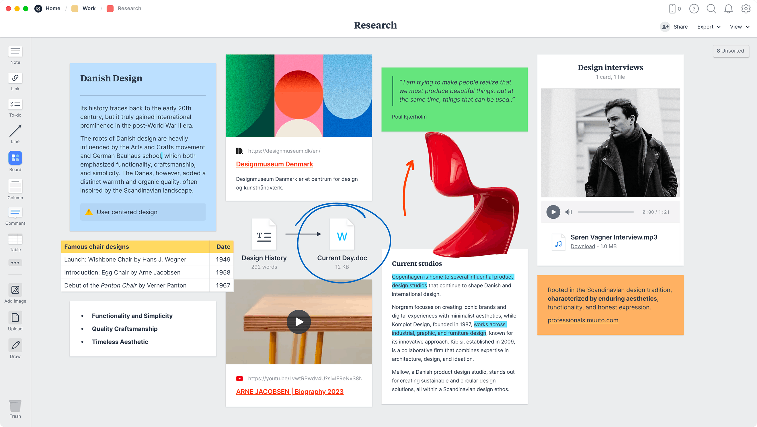 Screenshot of Milanote