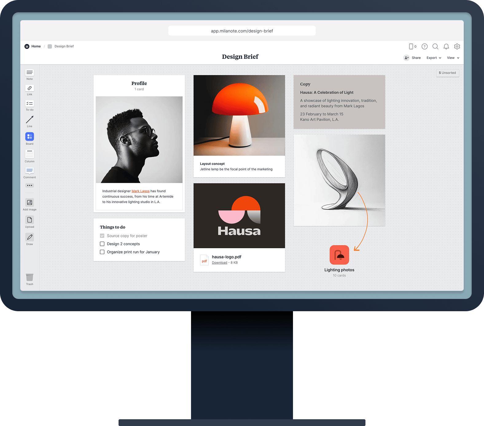 Screenshot of Milanote