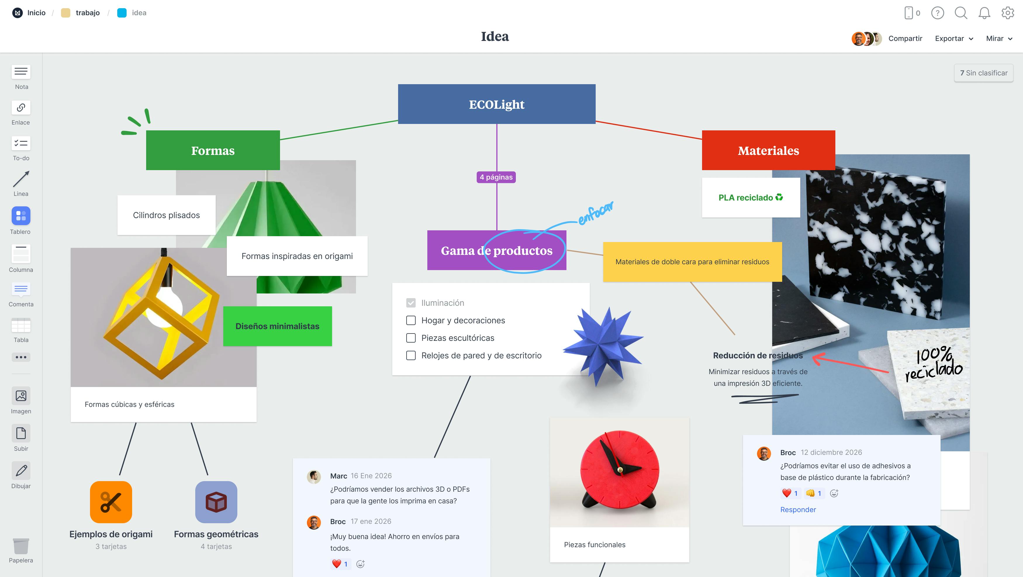 Screenshot of Milanote