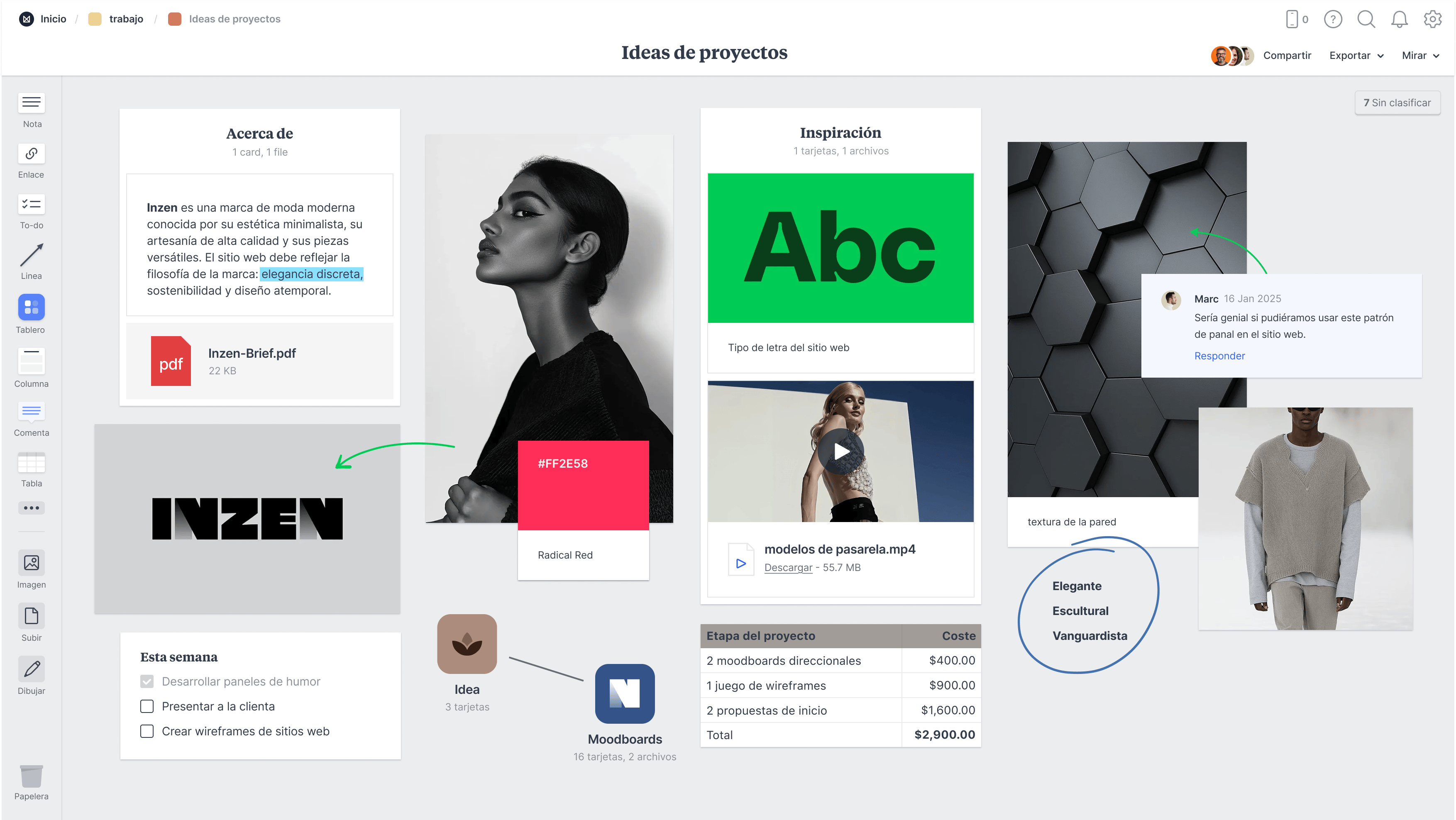 Screenshot of Milanote