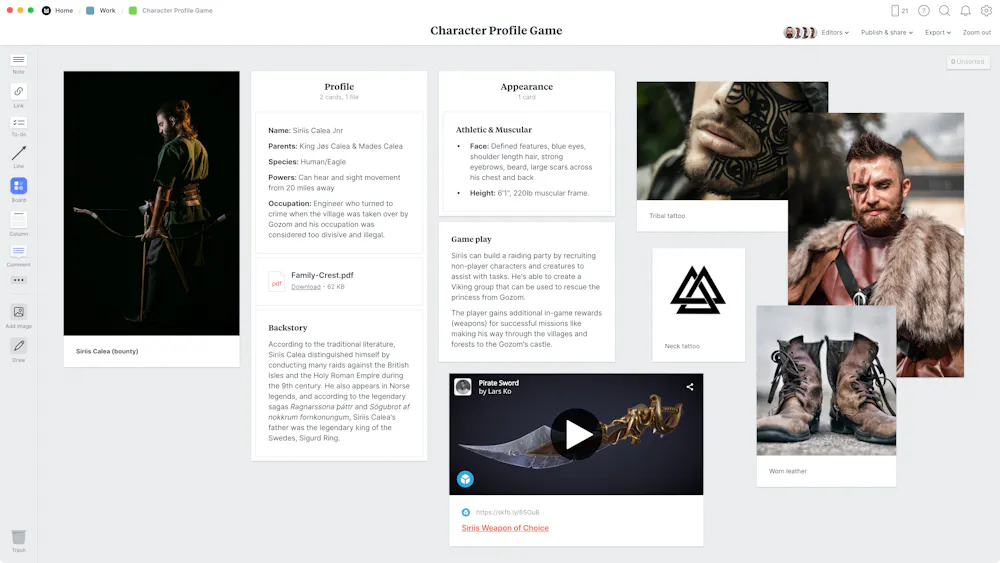Game Design Digital Profile Examples Plan a video game from start to finish - Milanote