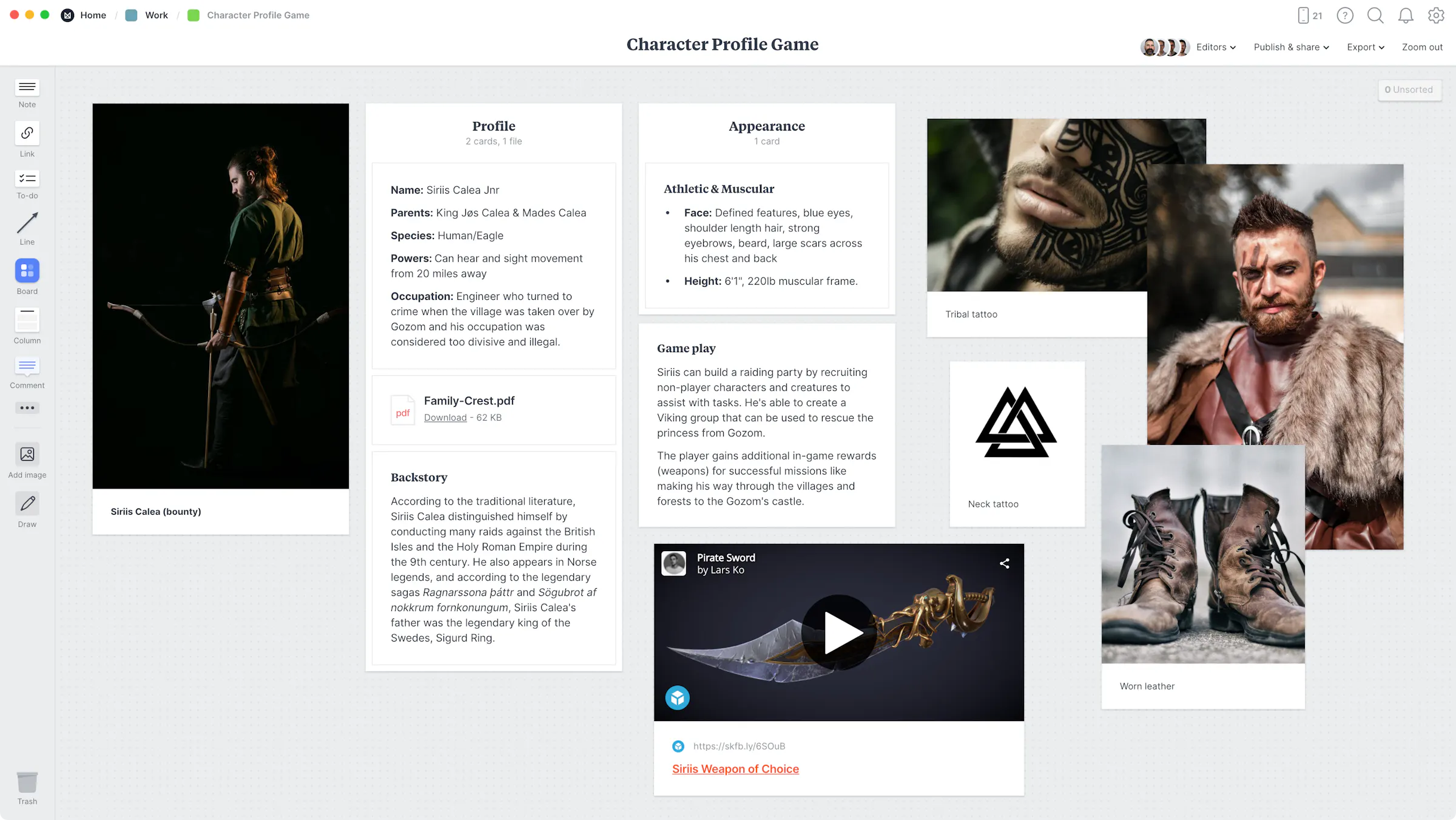 Video Game Character Profile Template & Example - Milanote