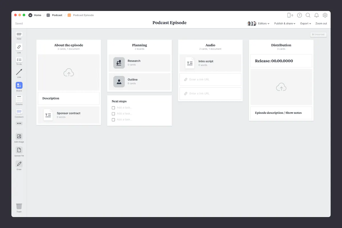 Podcast Episode Plan - Free Template & Example - Milanote